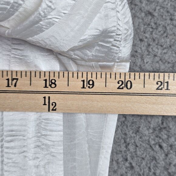 Philippe Marques White Studded Pleated Blouse 10 Long Sleeve USA - Picture 8 of 12